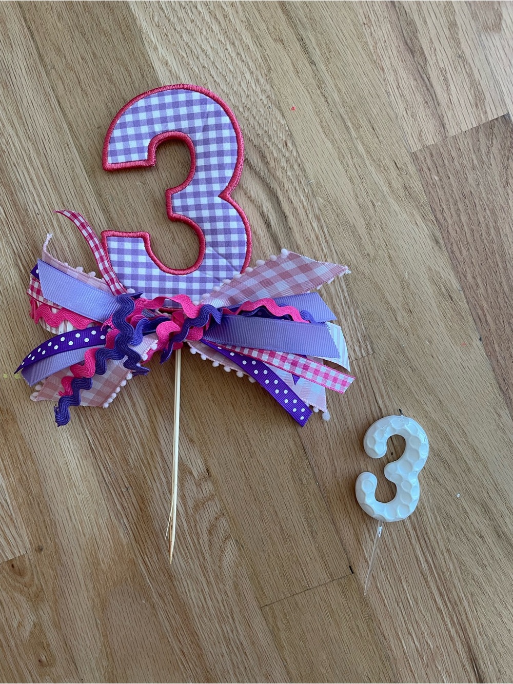 Pink & Purple Number 3 Party Cake Topper - Home Party Supplies
